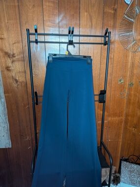 High-Waist Wide Leg Pants - Deep Teal Blue